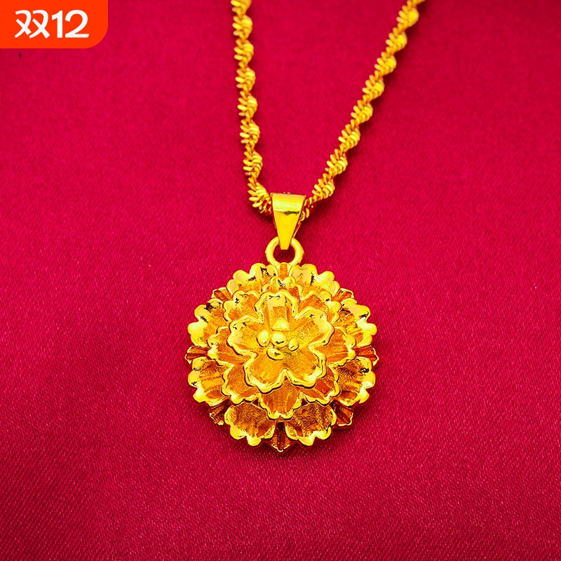 花项链越南沙金花朵光面吊坠女士