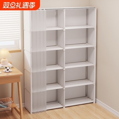 书架落地置物架简易家用多层客厅柜子储物柜小书柜一体靠墙边收纳