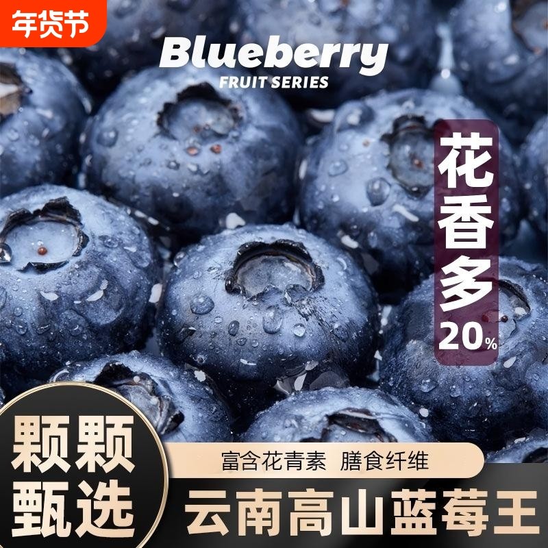 云南高山蓝莓鲜果新鲜水果当季怡颗L25花香现摘整箱包邮大果超大,水产肉类/新鲜蔬果/熟食,蓝莓,淘宝优惠券,粉丝福利购,淘宝优惠卷