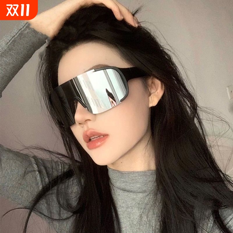 骑行眼镜墨镜女登山个性连体大框滑雪护目镜防风防晒太阳镜男大脸