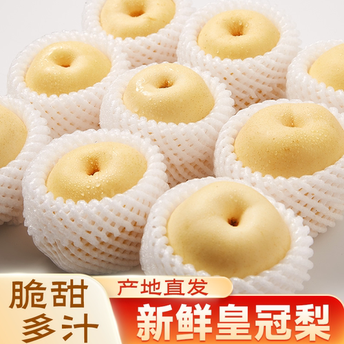 河北脆甜皇冠梨薄皮汁水足当季新鲜水果批发整箱包邮