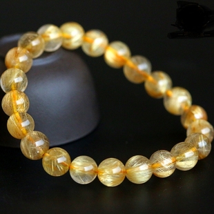 天然金发晶手链女a7级金男发晶黄水晶原石手串饰品礼物彩虹蝴蝶