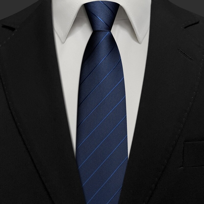 深蓝色商务工作上班领导职员领带男正装职业西服配饰日常穿搭宽版