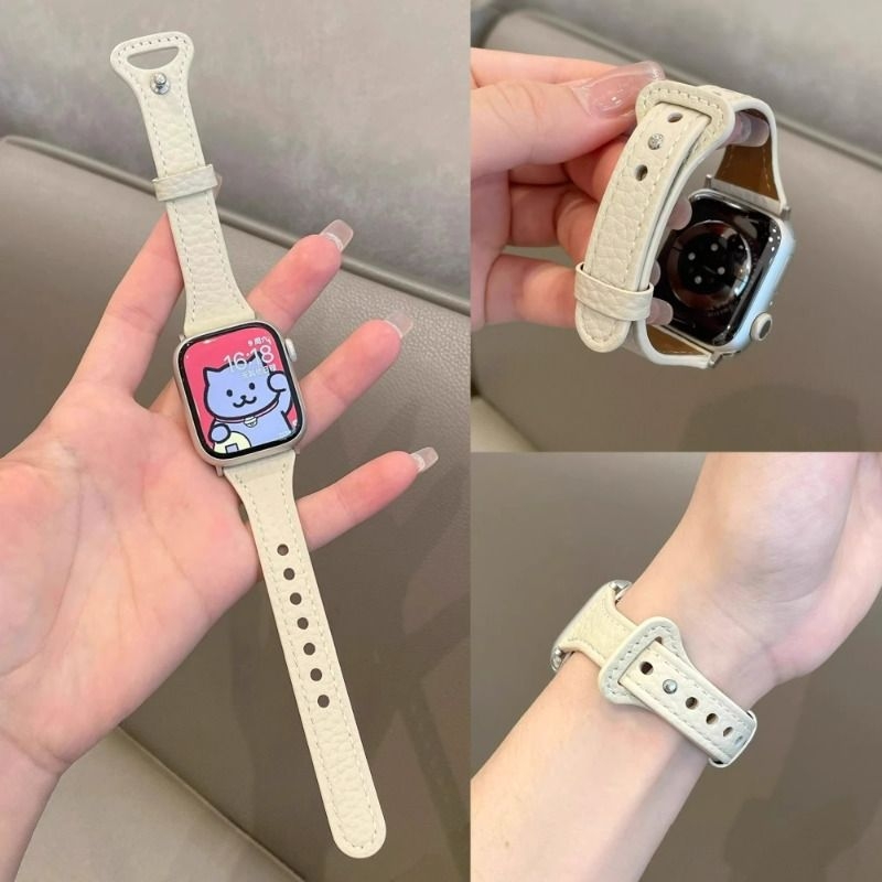 荔枝纹皮质小蛮腰表带适用applewatchS10苹果手表s11表带s9s8手表s7皮质新款小蛮腰高级感applewatch小众