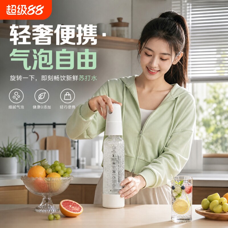 气泡水机打气机汽水苏打水机DIY自制碳酸饮料家用加气旅行便携式