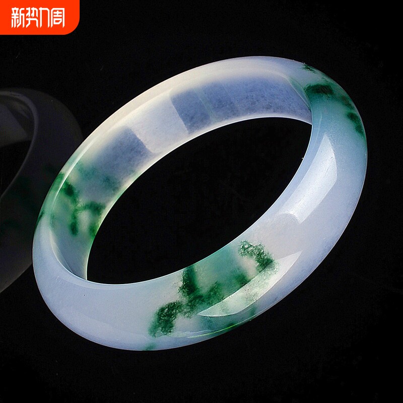 玉翡缘A级冰种飘花满翠绿玉手镯女款玉镯子翡翠色玉器