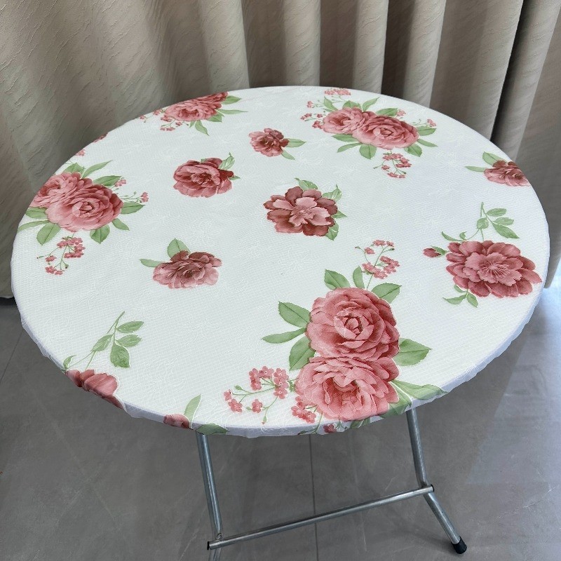 塑料圆形桌布防水防油免洗圆形餐桌布台布大圆桌桌布防烫桌套包边