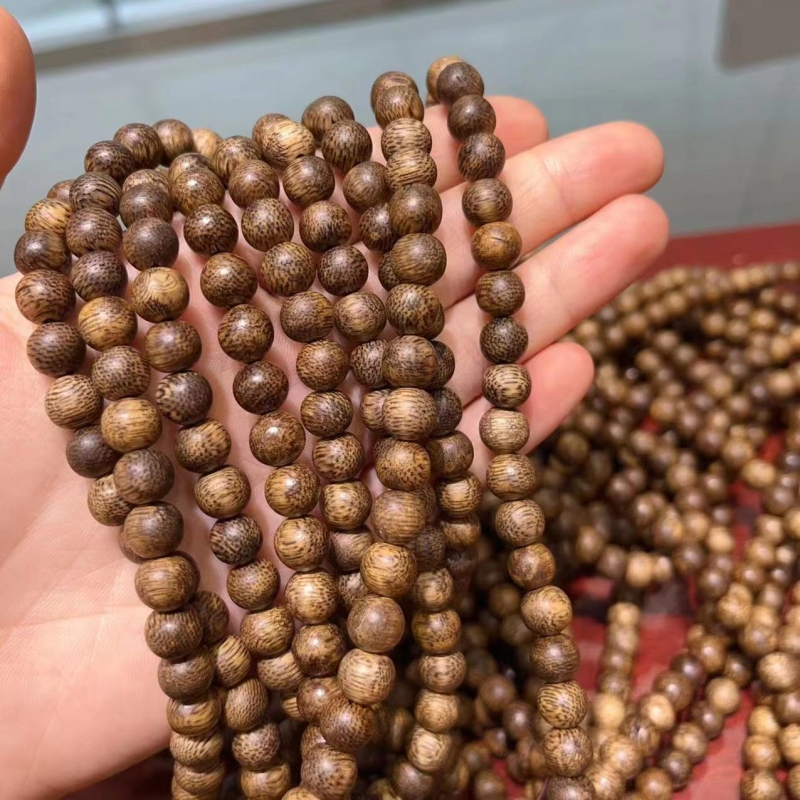 沉香木多圈圆珠108颗文玩手串手链佛珠念珠0.8㎜DIY半成品