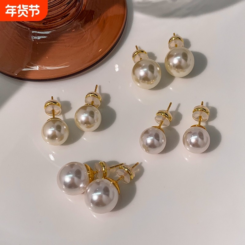 999纯银S家澳白色珍珠耳钉女2025新款爆款轻奢高级感气质耳环