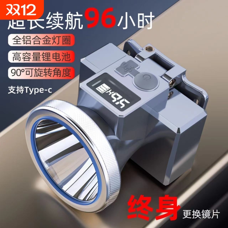 2025新款钓鱼头灯超长续航100小时强光超亮户外头戴式照明灯矿灯