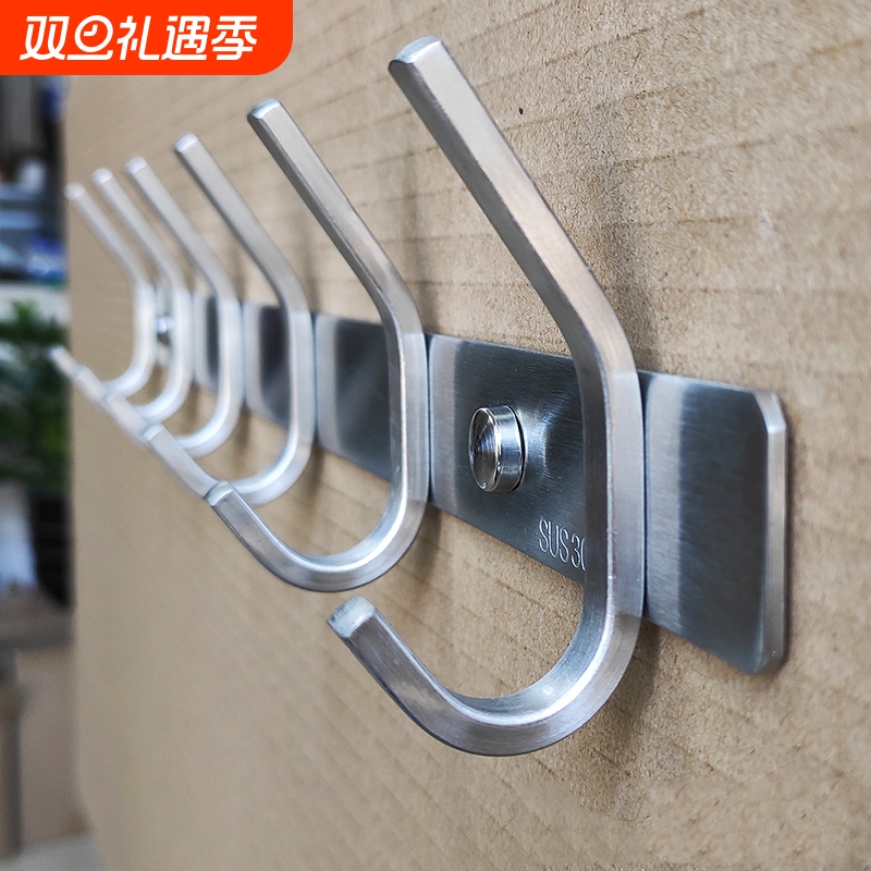 304不锈钢打孔挂衣钩卫生间衣服挂钩大全墙壁墙上强力壁挂衣帽钩