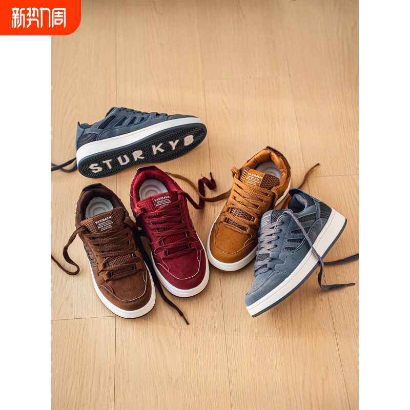 欧伦啄木鸟男鞋子潮鞋德训鞋男士面包鞋2026百搭安哥拉红板鞋男i