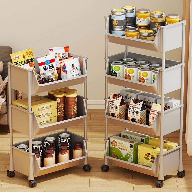 客厅零食置物架滑轮小推车多层儿童玩具整理架放置架可移动收纳