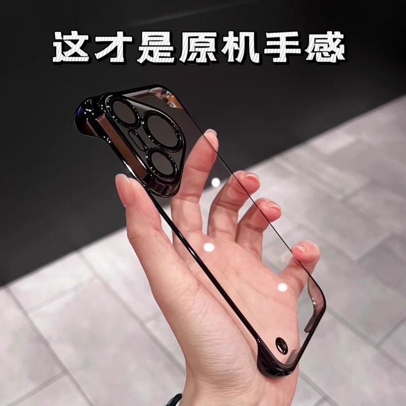 适用华为pura70手机壳新款电镀无边框保护套p60超薄透明壳70pro自带镜头膜p50半包40散热透气p30男女款保护壳