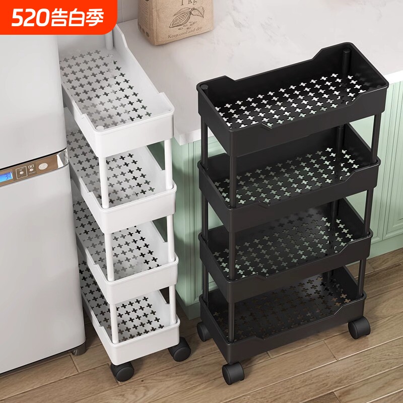 小推车置物架可移动多层厨房卫生间储物架家用落地婴儿零食收纳架