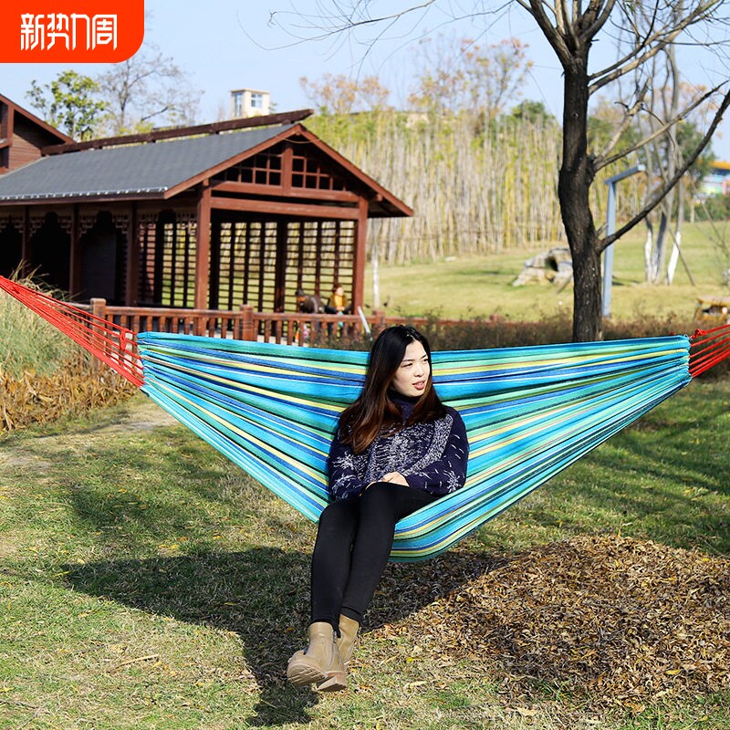 户外休闲吊床防侧翻露营秋千帆布加厚单双人出游旅行摇床睡觉吊椅