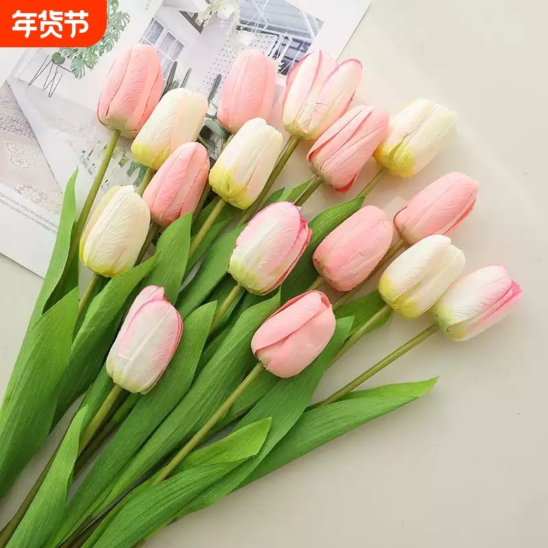 郁金香仿真花高档假花湿感客厅轻奢室内餐桌摆设高端花束装饰摆件