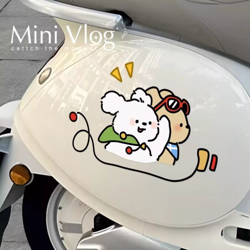 墨镜小狗九号电动车贴纸防水防晒创意车贴遮挡划痕汽车摩托车装饰