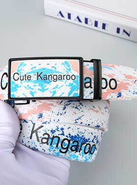 Cute Kangaroo新款全卡槽自动腰带男女同款高级牛仔裤皮带字母