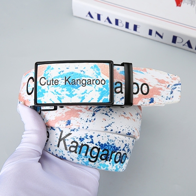 Cute Kangaroo新款全卡槽自动腰带男女同款高级牛仔裤皮带字母