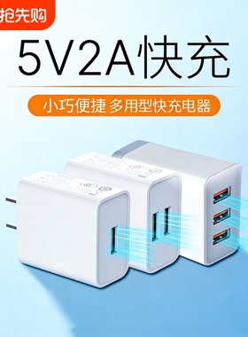 工厂直发5v2a充电头双口充电器usb插头适用苹果华为oppo小米vivo安卓手机耳机台灯手表1a小功率通用充电头