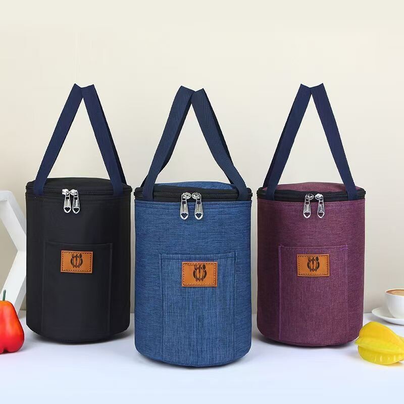 饭盒手提包圆形保温袋铝箔加厚便当包上班族学生带饭保温袋