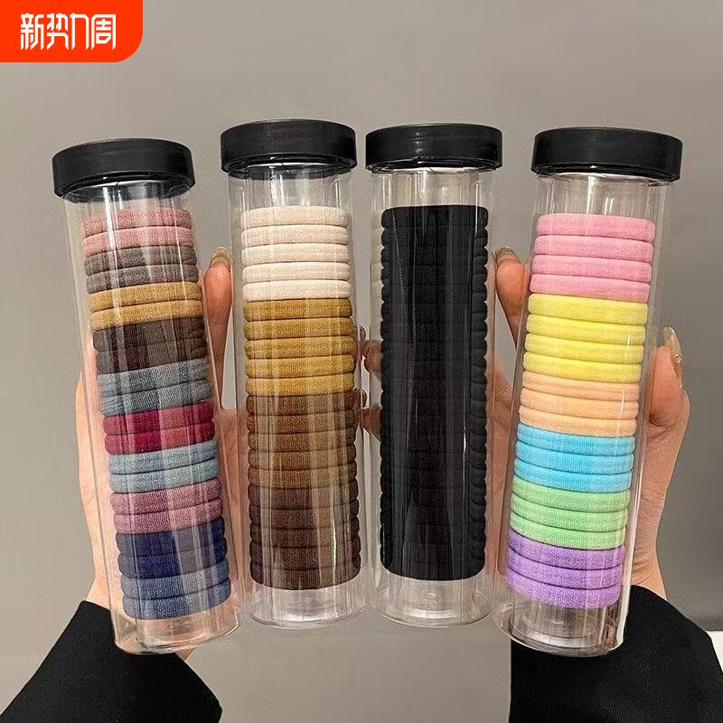 橡皮筋女扎头发绳丸子头高马尾头绳高弹力耐用发圈简约皮套黑色