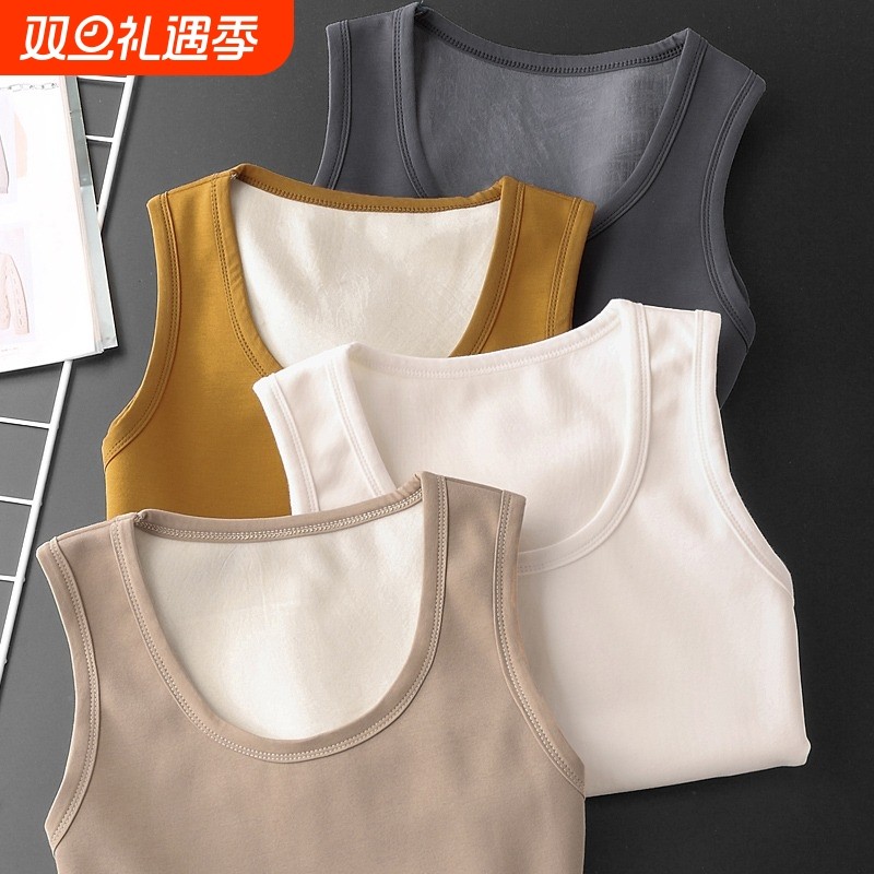 加绒加厚保暖背心男修身秋冬坎肩无袖T恤马夹内穿紧身打底马甲I