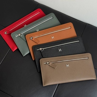 爱马女仕高品质H家风格长款钱包女超薄大容量头层牛皮钱夹多卡位