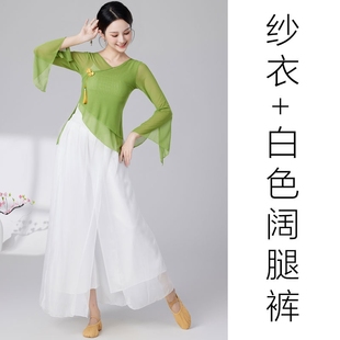 新款2025古典舞身韵飘逸纱衣演出服女民族风仙女练功服舞蹈上衣女