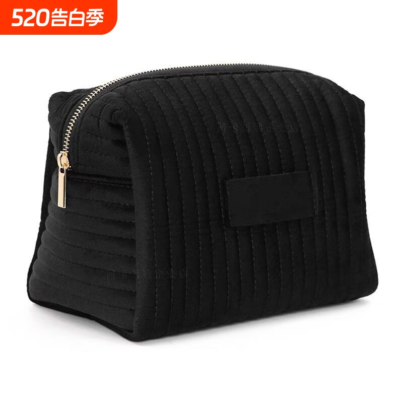 网红天鹅绒化妆包化妆品收纳包旅行便携洗漱包手拿大容量化妆包