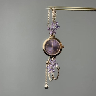 手表女2025新款 紫藤花可调节手链式 Vintage古着设计感古早风 New