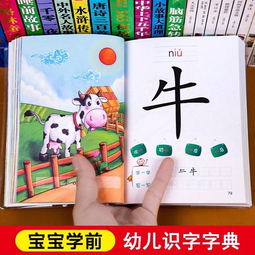 宝宝学前识字字典幼儿认字启蒙教材2-3一6-8岁儿童卡片幼儿园中班学前班象形大王绘本幼小衔接一年级趣味神器小班早教认知成语儿歌
