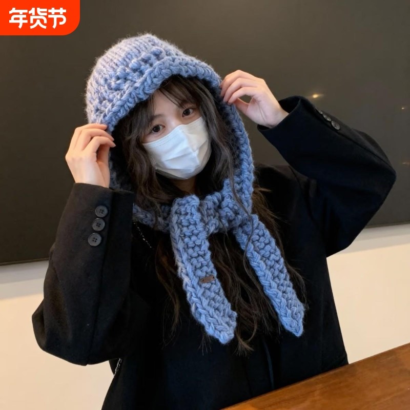 羊毛手工针织巴拉克拉法帽女秋冬季保暖大头围毛线帽子围脖雷锋帽,服饰配件/皮带/帽子/围巾,帽子,淘宝优惠券,粉丝福利购,淘宝优惠卷