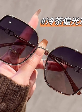 2025女款大框偏光墨镜新款适合方圆脸闪粉设计太阳镜防晒防紫外线