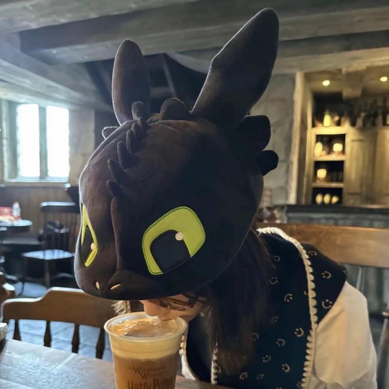 驯龙高手小黑无牙仔帽子环球影城秋冬可爱头套女奇妙之旅情侣拍照