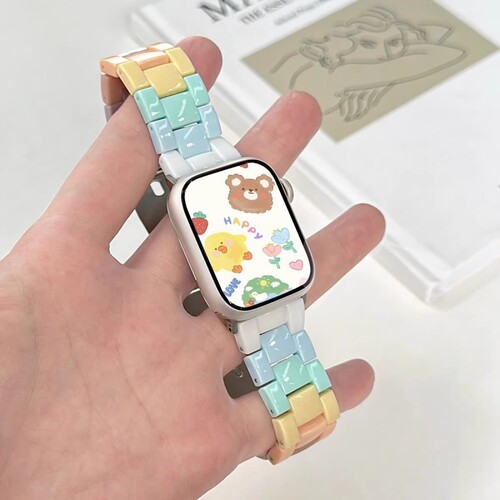 适用iqoowatchgt2手表表带vivo新款watchgt2糖果彩虹女生vivowatch3三株智能watch5可爱多巴胺运动GT透气腕带