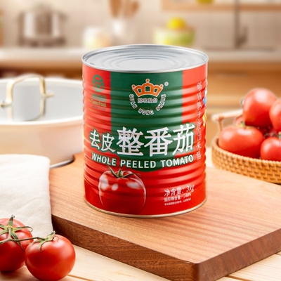 冠农股份新疆新鲜去皮整番茄3kg罐头西红柿块商用25年产季蔗糖