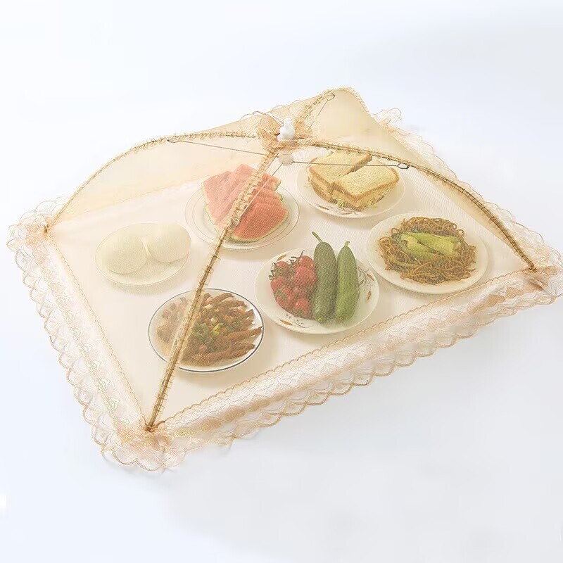 可折叠多功能折叠式菜罩餐桌伞食物罩厨房防蝇盖盖家用剩菜长方形