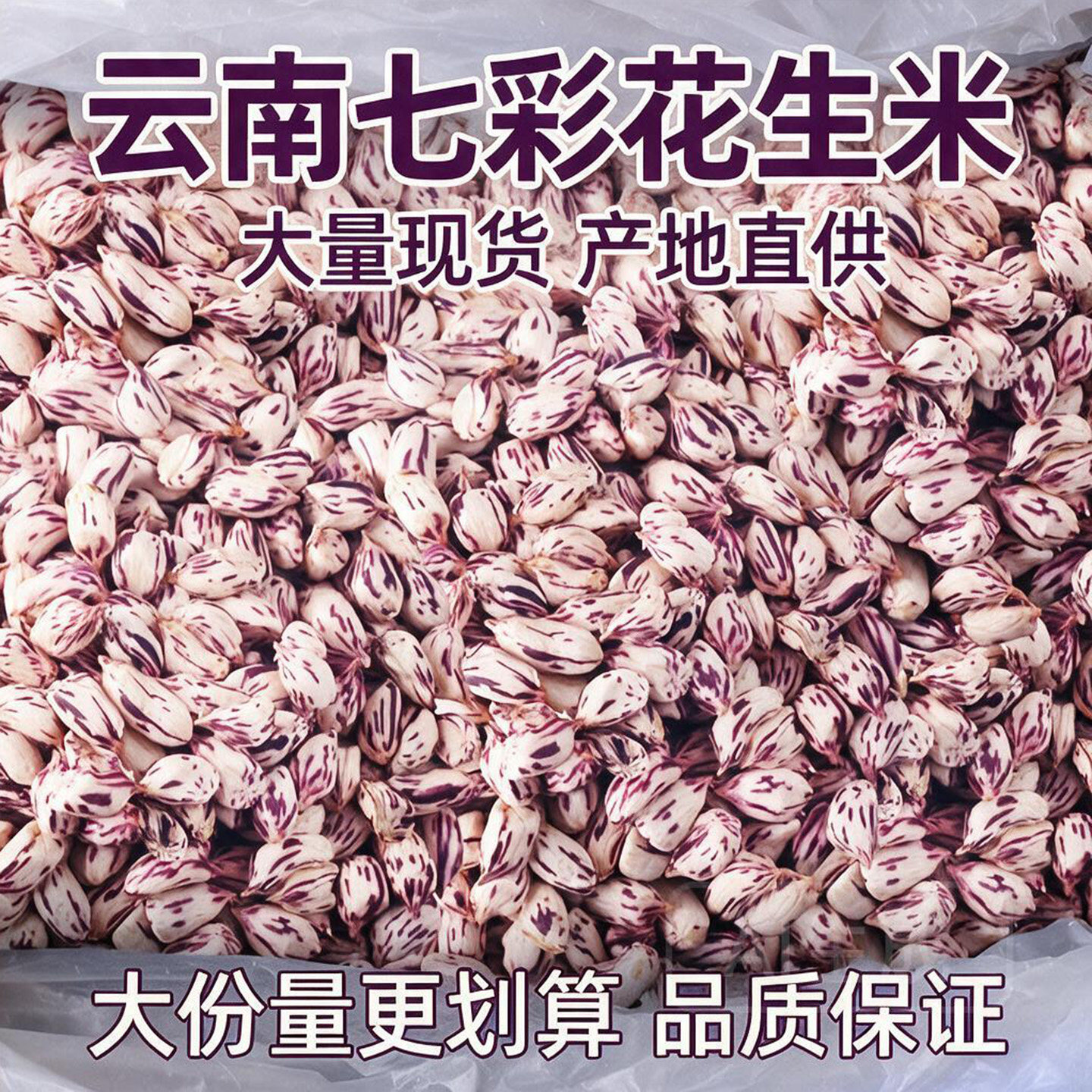 新货云南特产七彩花生米野地花生晒干去壳五彩牛奶奶油花生米特级