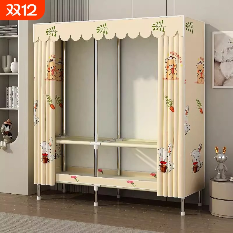 简易衣柜家用卧室布衣柜出租房屋结实耐用经济型衣橱单人小型柜子