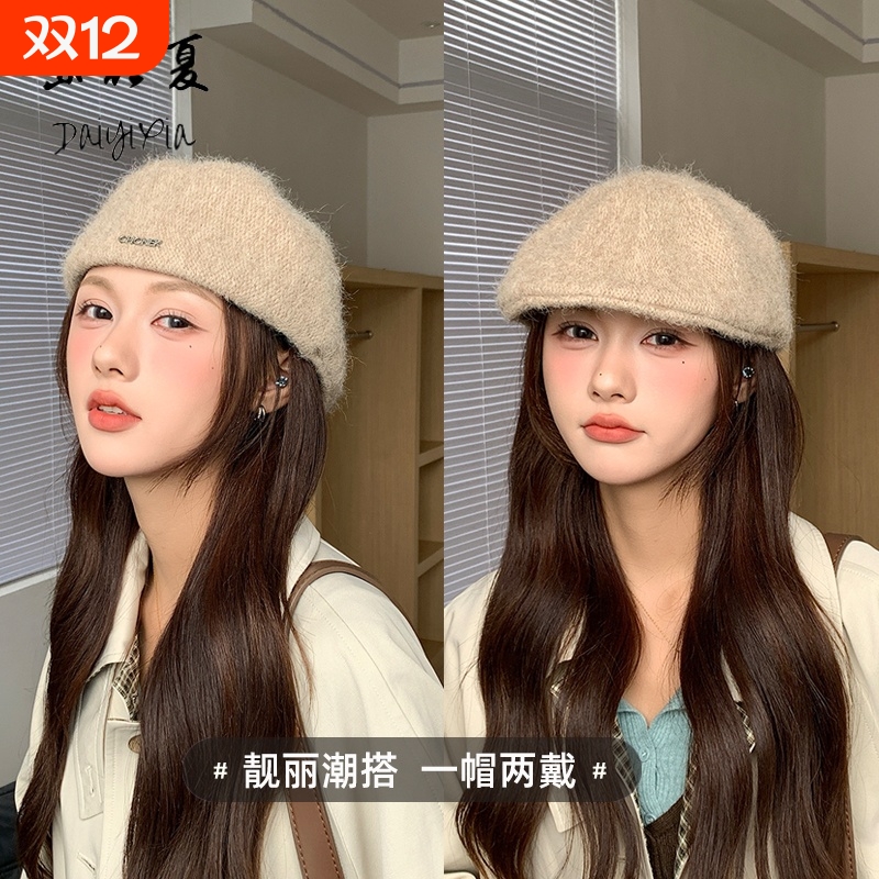 韩版ins风贝雷帽反戴高级感时尚前进帽秋冬百搭显脸小针织画家帽