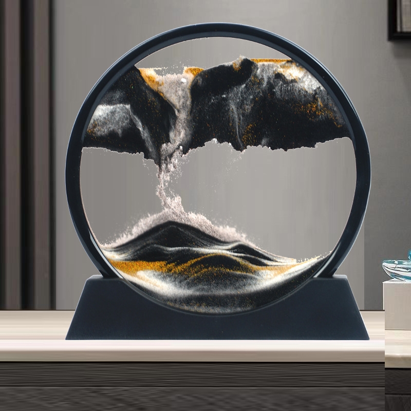 流沙画摆件创意3D艺术玻璃液体摆件流沙画动态客厅装饰送礼物立体图片