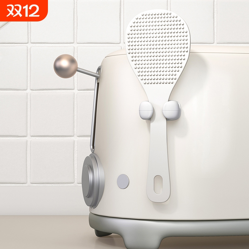 饭勺收纳架硅胶挂钩不粘米饭勺子放置架厨房壁挂电饭煲饭铲置物架