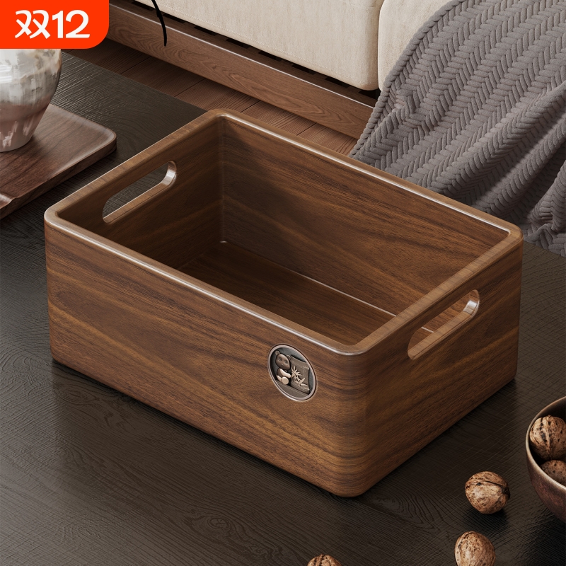 实木中式桌面收纳筐客厅