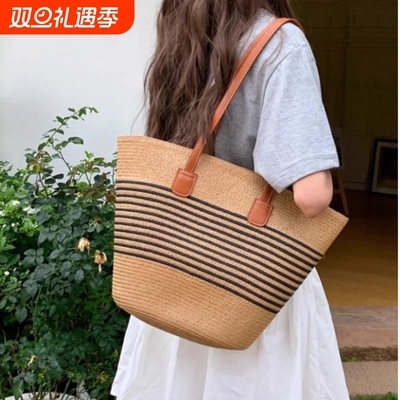 编织夏季沙滩包大容量单肩