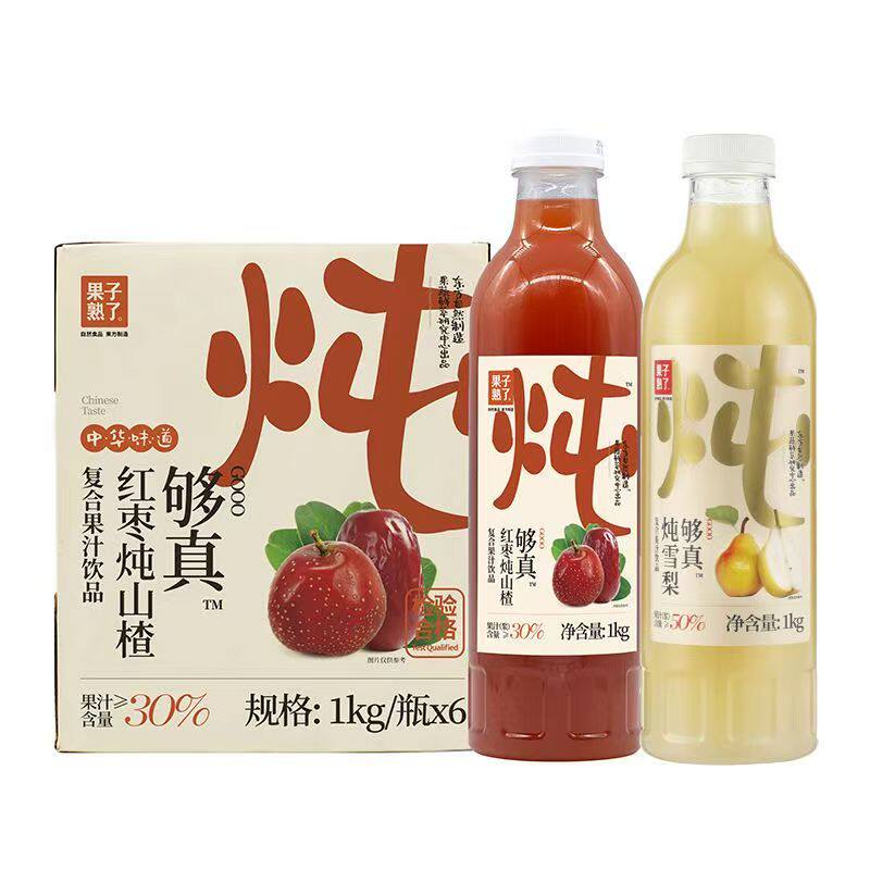 果子熟了炖雪梨 红枣炖山楂大瓶1L果汁饮品家庭装聚餐