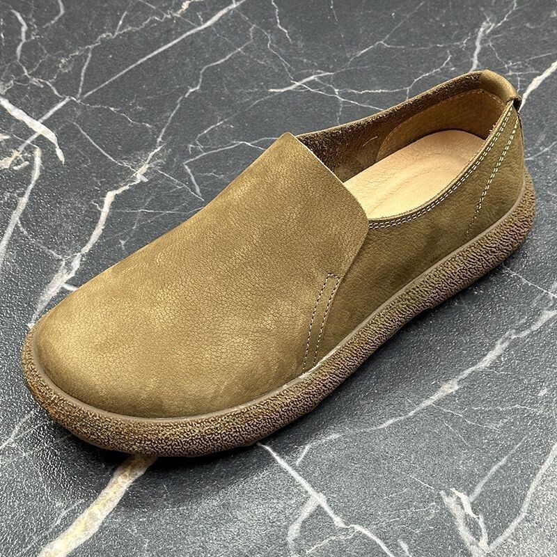 勃肯男鞋子春季休闲百搭复古男士大头小皮鞋轻便软底一脚蹬懒人鞋