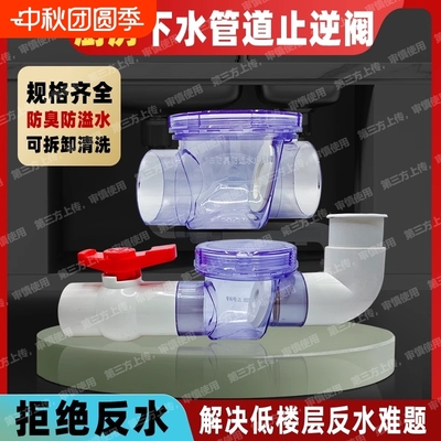 50/75/110排水下水道防反水逆止阀逆阀厨房止回阀器防倒灌立式卧