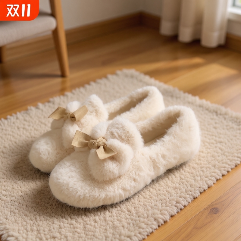 平底绒面毛毛鞋女|超1000次加购